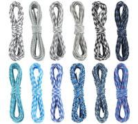 SOFPLATE 60M/196 Pieds 12 Couleurs Corde de parachute Kit de corde de parachute artisanale 4mm Multicolore 550lb Âmes en élasthanne Lot Fil combiné pour porte-clés Fil en polyester Pour fabrication de