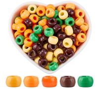 SOFPLATE 800 pièce de Perles de Thanksgiving de 5 couleurs Perles de Poney Jaunes en Vrac en Plastique Orange Vert Bronze Automne Ferme D'Automne Perle D'Espacement Porte Bonheur pour la Fabrication d