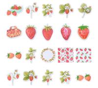 SOFPLATE 90 Mini Autocollant Fraise 15 Styles pour Scrapbooking Décoration Petit Papier Aquarelle Rose Rouge Autocollant Mignon pour Ordinateur Portable Enveloppe Journal Carnet