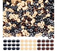SOFPLATE 900 pièce de Perles D'Espacement Plates en Bois 3 Couleurs Perles Rondes en Bois de 6x3mm Petites Perles Rondes Colorées avec Trou Central en Érable Naturel Lisses et Libres pour la Création