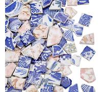 SOFPLATE Carreaux de Mosaïque en Céramique Irréguliers de Style 500G 4 carreaux de Céramique Cassés en Vrac Carreaux en Porcelaine Bleue et Blanche à Motif Floral de Forme Aléatoire Pièces pour Loisir