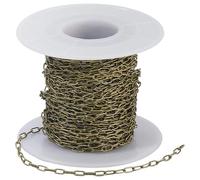 SOFPLATE Chaîne Trombone en Laiton de 10 m/32.8 Pieds Bobine de Chaîne à Maillons Ovales Plats 5 x 2mm Bronze Antique Connecteur de Câble Allongé Accessoires pour la Fabrication de Bijoux Colliers Br