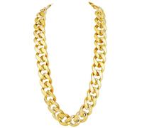 SOFPLATE Collier en Plastique Doré Épais à Maillons Cubains Hip Hop 36 po Doré Artificiel Épais Grand 80s 90s Style Punk Curb Rapper Costume Colliers à Retournement pour Hommes Femmes Bijoux Accessoir