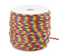 SOFPLATE Corde de Parachute Hanks de 50 m/55 Yards avec Bobine en Plastique 4mm en Polyester Arc en Ciel Coloré Technora Spandex pour Bijoux Bracelets Colliers Fournitures D'Extérieur Bricolage