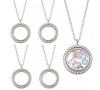 SOFPLATE Kit de Création de Pendentifs Souvenirs Photo pour Femmes Comprenant 8 ensembles de 4 pendentifs Flottants en Acier Inoxydable de 25mm avec Fermoir à Vis et Strass
