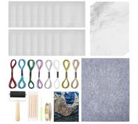SOFPLATE Kit de Gaufrage Argenté (42 pièce) : 25 feuilles de Papier Alumini | Kit de Création Artistique Comprenant un Tapis en Feutre de Laine des Outils à Pointe Ronde des Rouleaux des Fils des Feuille