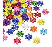 SOFPLATE Lot de 80 grandes perles creuses en forme de fleur multicolores aléatoires à six pétales en acrylique pour la fabrication de bijoux, bracelets, colliers, boucles d'oreilles, étuis de