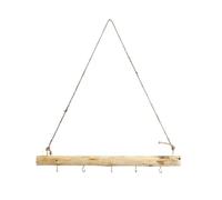 SOFPLATE Porte Bijoux Mural à 5 crochet en Bois Flotté Décoration Murale en Bois Naturel Style Ferme Vintage Porte Collier en Bois Crochets avec Corde en Jute pour Fleurs Séchées Clés Artisanat Fourni
