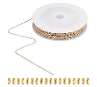 SOFPLATE Rouleau de Chaîne à Billes Dorées de 30mm 9 Pied/1.5 m Petites Perles Rondes à Facettes en Laiton Soudé Connecteurs de Maillons en Métal pour la Fabrication de Bijoux Colliers Bracelets BRIC