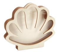 SOFPLATE Vitrine en Bois pour Coquillages Petite Boîte à Souvenirs avec Fenêtre Visible Support Décoratif en Bois Brut de 6.97 x 6.1 pour Bijoux de Plage en Verre de Mer et Dents de Requin Idéale pour