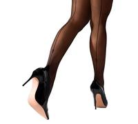 sofsy bas de contention pour femmes, collants avec talon français et silicone de maintien | 20 Den Noir avec couture noire 6 - XXL