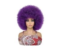 Soft Afro Wig 70s for Women Kinky Curly Hair Wigs with Bangs Bouncy Puff Synthetic Daily Party Use Extensions de cheveux(Purple)