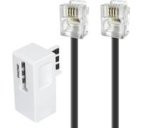 Soft and Flexible ADSL Cable Rj11 Male/Male Colour Black 5 m + White Adsl Filter-for Connecting to an ADSL Modem or Housing