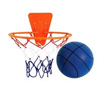 Soft Basketball Indoor - No Sound Ball, Standard Size with Adhesive Hoop, High Density Foam, Silent Dribble Technology, for Apartment Living Home Gym Exercise Late Night Training