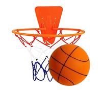 Soft Basketball Indoor - No Sound Ball, Standard Size with Adhesive Hoop, High Density Foam, Silent Dribble Technology, for Apartment Living Home Gym Exercise Late Night Training