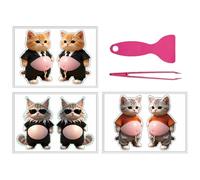 Soft Belly Sticker - 11x7,86cm Stickers Ventres 3D Chat Chien Mignons | Set 6 Pièces avec Pince et Clip - Doux, Ronds, Jouets Anti-Stress pour DIY Journaux Albums Photos Bouteilles Téléphone
