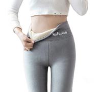 Soft Clouds Fleece Leggings for Women Winter - Casual High Waist Warm Pants (C-Light Grey,Grand)