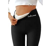 Soft Clouds Fleece Leggings for Women Winter, Casual Warm Winter Solid Pants, Winter Pants for Women (Black,XL)