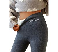 Soft Clouds Fleece Leggings for Women Winter, Casual Warm Winter Solid Pants, Winter Pants for Women (Deep Gray,XL)