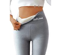 Soft Clouds Fleece Leggings for Women Winter, Casual Warm Winter Solid Pants, Winter Pants for Women (Grey,L)