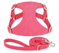 Soft Confortable Meshable Mesh Cotton A Réglable Dog Training Harness Lash Set pour Chihuahua Yorkshire Schnauzer Pug,Rose,M
