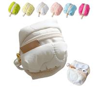 Soft Cotton Earphone Pouches Coin Purse with Practical Zippered Lipstick Storage, Mini Fluffy Bunny Pouch for AirPods,Coins (K)