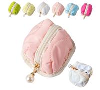 Soft Cotton Earphone Pouches Coin Purse with Practical Zippered Lipstick Storage, Mini Fluffy Bunny Pouch for AirPods,Coins (D)