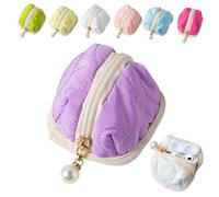 Soft Cotton Earphone Pouches Coin Purse with Practical Zippered Lipstick Storage, Mini Fluffy Bunny Pouch for AirPods,Coins (H)