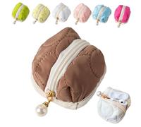 Soft Cotton Earphone Pouches Coin Purse with Practical Zippered Lipstick Storage, Mini Fluffy Bunny Pouch for AirPods,Coins (E)