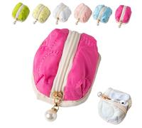 Soft Cotton Earphone Pouches Coin Purse with Practical Zippered Lipstick Storage, Mini Fluffy Bunny Pouch for AirPods,Coins (F)