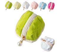 Soft Cotton Earphone Pouches Coin Purse with Practical Zippered Lipstick Storage, Mini Fluffy Bunny Pouch for AirPods,Coins (A)