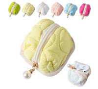 Soft Cotton Earphone Pouches Coin Purse with Practical Zippered Lipstick Storage, Mini Fluffy Bunny Pouch for AirPods,Coins (B)