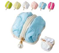 Soft Cotton Earphone Pouches Coin Purse with Practical Zippered Lipstick Storage, Mini Fluffy Bunny Pouch for AirPods,Coins (G)