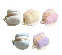 Soft Cotton Mini Earphone Purse for AirPods & Lipstick-Cute Fluffy Bunny Coin Purse with Zipper,Portable Plush Earphone Case,Soft Plush Bag for Jewelry,Coins & More,Outdoor, Travel,Fitness (5pcs-Mix)