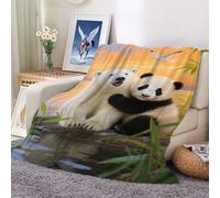 Soft Flannel Blanket,Polar Bears and Pandas Warm and Cozy for Couch, Sofa, Bed 100x130cm
