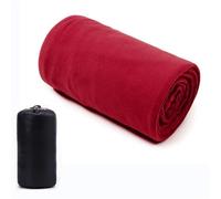 Soft Fleece Sleeping Bag Liner Camping Blanket Ultra-Light Outdoor Travel Sheets Tent Bed Warm(Red)