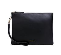 Soft Genuine Lambskin Leather Wristlet Clutch for Women Designer Large Wallets with Strap (Black)