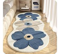Soft Irregular Flower Pattern Area Rug, Plush Floral Cartoon Rug with Wavy Edge, Non-Slip Washable Floor Mat for Bedroom, Living Room (#3,60 * 120cm)