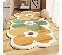 Soft Irregular Flower Pattern Area Rug, Plush Floral Cartoon Rug with Wavy Edge, Non-Slip Washable Floor Mat for Bedroom, Living Room (#11,80 * 120cm)