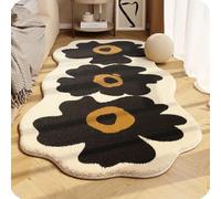 Soft Irregular Flower Pattern Area Rug, Plush Floral Cartoon Rug with Wavy Edge, Non-Slip Washable Floor Mat for Bedroom, Living Room (#5,60 * 120cm)