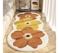 Soft Irregular Flower Pattern Rug for Bedroom, Plush Wavy Edge Floral Floor Mat Non Slip, Cute Scalloped Carpet for Kids Room Nursery and Living Room Decor (K,M (23.6 x 63.0 in))