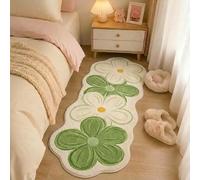 Soft Irregular Flower Plush Rug for Bedroom, Non-Slip Wavy Floral Mat, Cute Scalloped Carpet for Kids Room Nursery Living Room, Washable Absorbent Faux Cashmere (Pink Style 2,50×160cm)