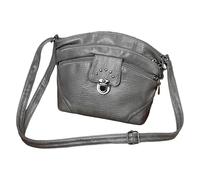 Soft Leather Ladies Fashion Casual Spring And Summer Messenger Bag With Compartment Shoulder Zipper(Grey)