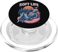 Soft Life Robot Girl Retrofuture City Retro Y2K Esthétique PopSockets PopGrip pour MagSafe