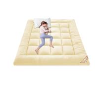 Soft Mattress Topper, Japanese Futon Mattress, Foldable & Portable Floor Lounger Bed, Roll Up Sleeping Pad, Luxury Thick Soft Mattress Enhancer Pad With Easy Fit Straps Machine Washable For Home Hotel