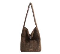 Soft Plush Handbag for Women, Fur Purse Sherpa Tote Bag, Retro Soft Plush Top Handle Bag Fashion Fall Winter Purse (Coffee)