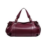Soft PU Leather Shoulder Bag Medium, Women's Vintage Handbag, Fashion Solid Color Tote Bag, Multi-Pocket, for Work Travel (Burgundy)