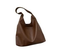 Soft PU Leather Women's Bag Retro Simple Solid Shoulder Bag Handbag For School Work Totes Bag(Brown)