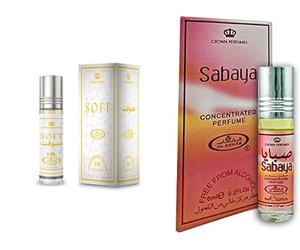 Soft & Sabaya Concentrated Perfume Oil Pack of 2 | Long-Lasting Alcohol-Free Attar for Men & Women | 6ml Each Roll-On