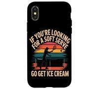 Soft Serve Raquette Sport Rétro Coucher Soleil Humour Coque pour iPhone X/XS
